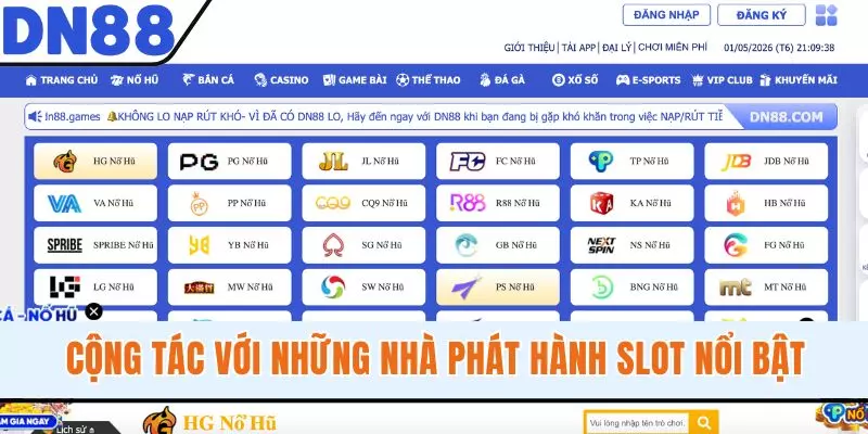 Cộng tác với những nhà phát hành slot nổi bật
